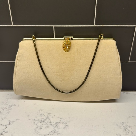 Vintage Light Green with Gold Clutch Purse Evening Bag in Excellent Cond… - Picture 1 of 7